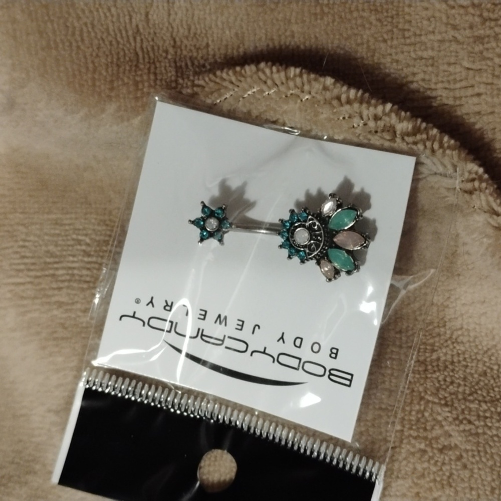 Body Candy Teal and Silver Belly Ring